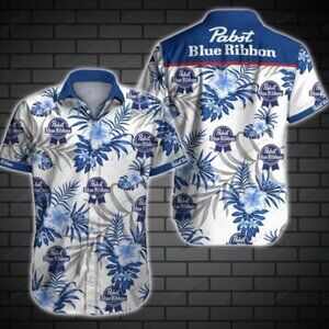 Classic Beer-Inspired Hawaiian Shirt – Vintage Red White Blue Aloha Look
